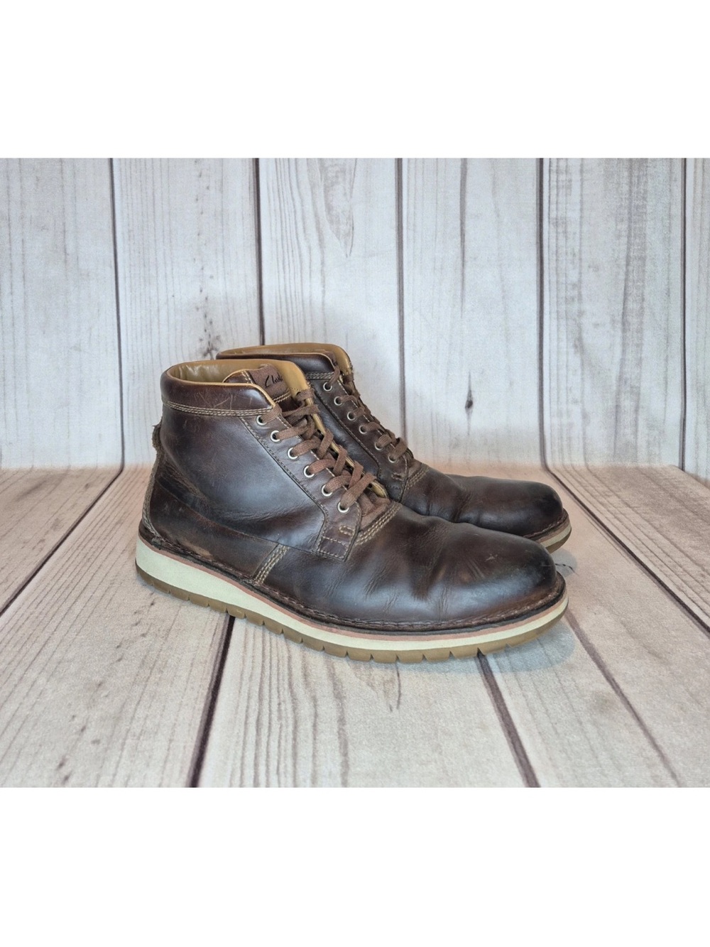 Clarks Varby Top Men's Size 13M Lace-Up Chukka Ankle Boots Tan Leather